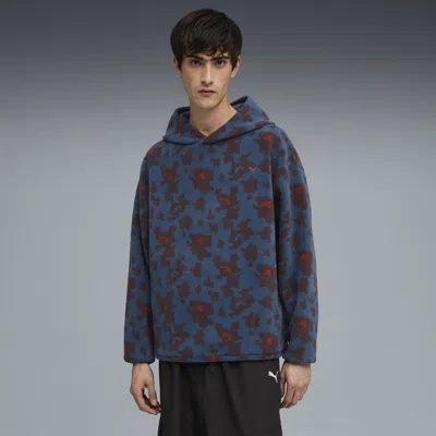 Puma Aop Fleece Hoodie Men In Blue