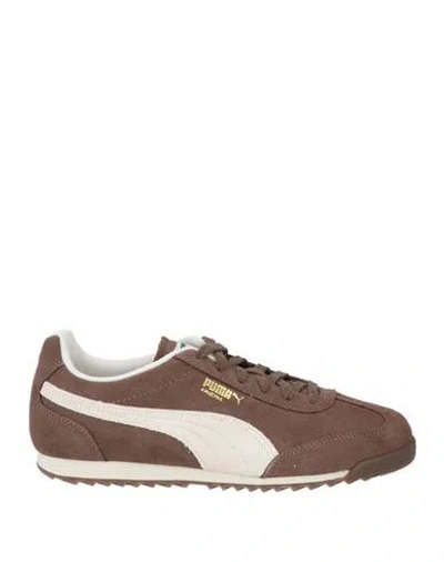 Puma Arizona Sd Woman Sneakers Chocolate Brown Size 7.5 Leather In Neutral