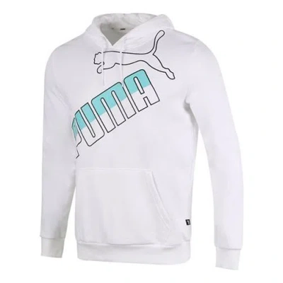 Puma Athleisure Casual Sports Colorblock Printing Logo Hooded Knit White In Yellow