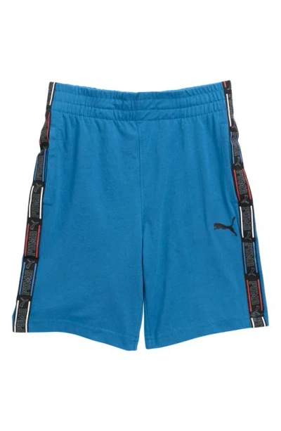 Puma Kids' Athletics Club Logo Tape Shorts In Blue