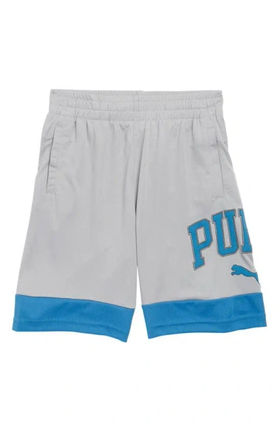 Puma Kids' Athletics Club Pack Interlock Shorts In Grey/ Grey