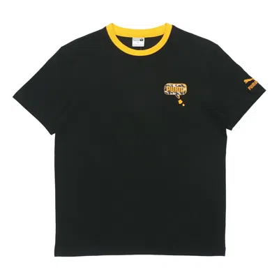 Puma Awareness Logo Embroidered Printing Sports Loose Round Neck Short Sleeve Black