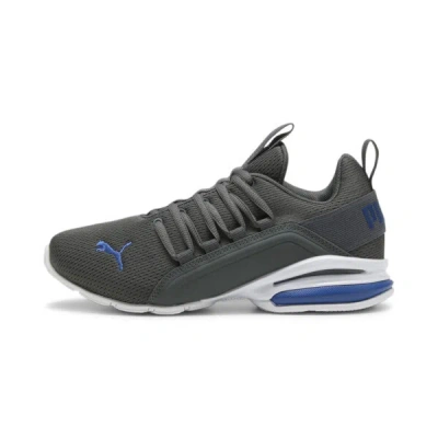 Puma Axelion Mesh Sneakers Big Kids In Mineral Gray-cobalt Glaze- White