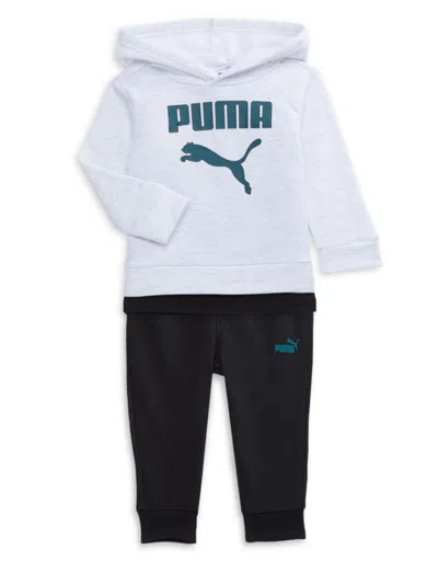 Puma Baby Boy's 2-piece Logo Hoodie & Joggers Set In White