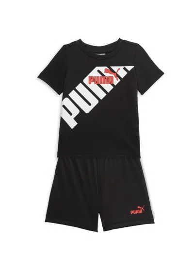 Puma Baby Boy's 2-piece Logo Tee & Shorts Set In Black