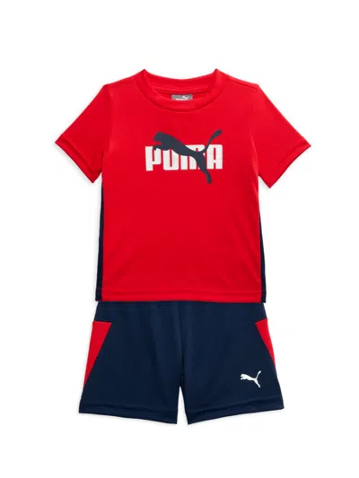 Puma Baby Boy's 2-piece Logo Tee & Shorts Set In Charcoal