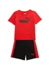 Shop Puma Baby Boy's 2-piece Logo Tee & Shorts Set In Medium Red