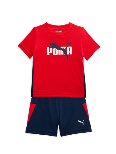 Puma Baby Boy's 2-piece Logo Tee & Shorts Set In Medium Red