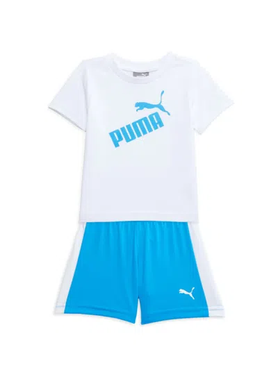 Puma Baby Boy's 2-piece Logo Tee & Shorts Set In White
