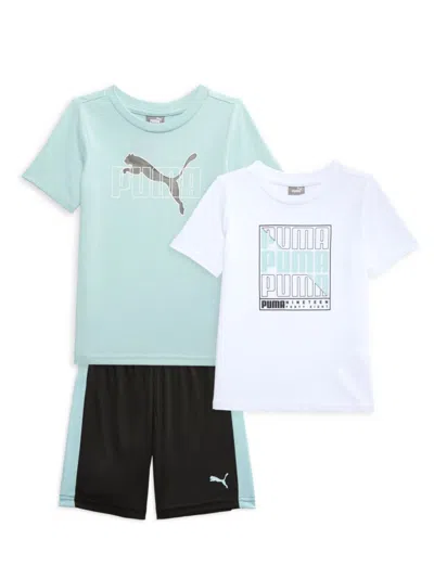Puma Baby Boy's 3-piece Logo Tee & Shorts Set In Navy
