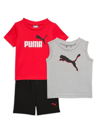 Puma Baby Boy's 3-piece Logo Tee, Tank Tee & Shorts Set In Red