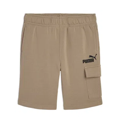Puma Basic Essentials Big Kids' Fleece Cargo Shorts In Brown