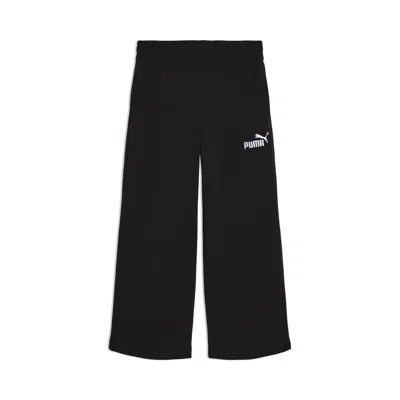 Puma Basic Essentials Little Kids' Wide Leg Fleece Pants In Black