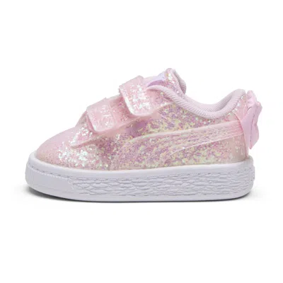 Puma Babies' Basket Bow Metallic Toddlers Shoes In Pink
