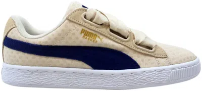 Pre-owned Puma Basket Heart Denim (women's) Sneakers In Oatmeal Twilight Blue