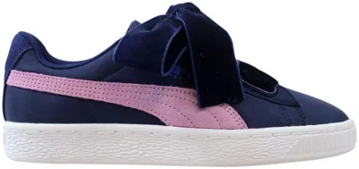 Pre-owned Puma Basket Heart Nylon (women's) Sneakers In Blue Depths/smoky Grape