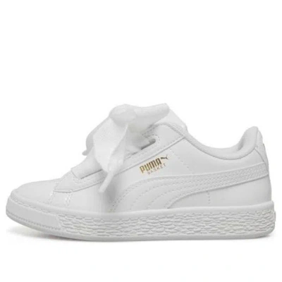 Puma Basket Heart Patent Little In White