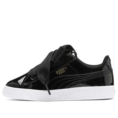 Puma Basket Heart Patent Little 'black White' In Multi