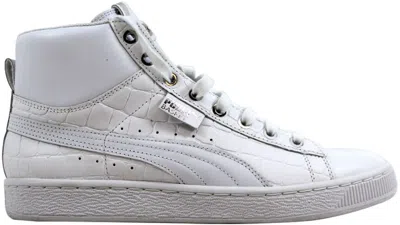 Pre-owned Puma Basket Mid Exotic (women's) Sneakers In White/silver Foil