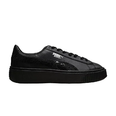 Pre-owned Puma Basket Platform Bling Jr 'black'