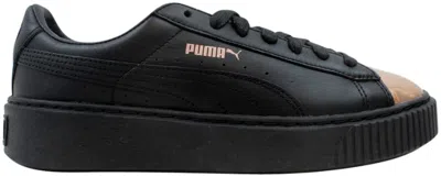Pre-owned Puma Basket Platform Metallic (women's) Sneakers In  Black Rose Gold