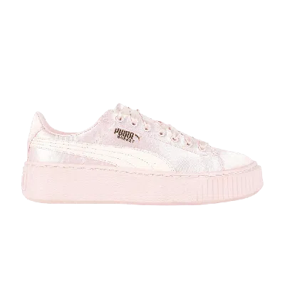 Pre-owned Puma Basket Platform Tween Jr 'pearl' In Pink
