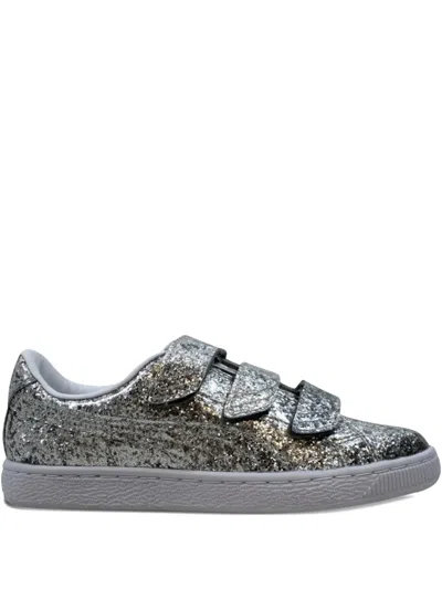 Puma Basket Starp Glitter Sneakers In Silver