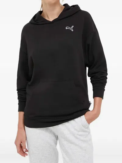 Puma Better Essentials Logo-embroidered Pouch-pocket Hoodie In Black