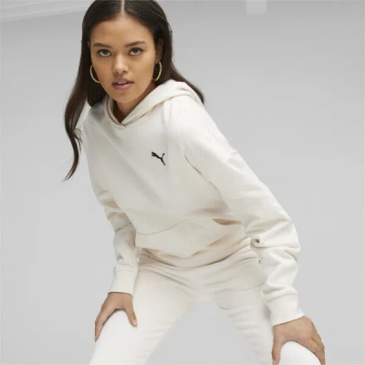 Puma Essentials Small No. 1 Logo French Terry Women's Comfort Full-zip Hoodie In Beige