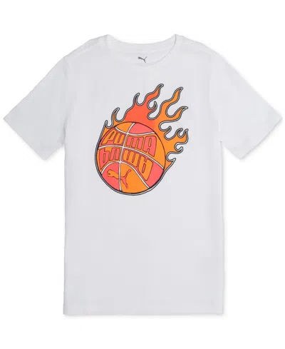 Puma Kids' Big Boys Fireball Logo Graphic T-shirt In  White