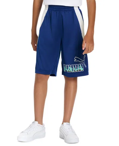 Puma Kids' Big Boys Logo Graphic Shorts In Vivid Blue