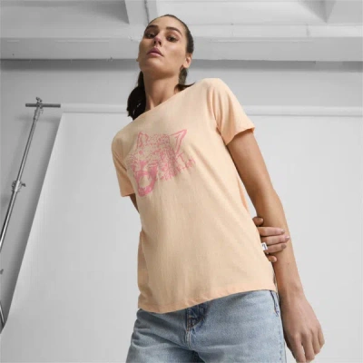 Puma Big Cat Energy Women's T-shirt In Peach Fizz