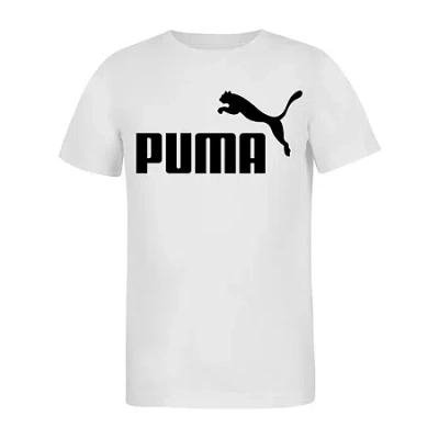 Puma Big Kid Boys Crew Neck Short Sleeve Classic Fit Graphic T-shirt In White