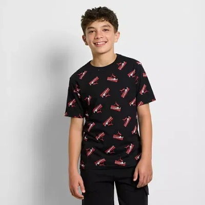Puma Big Kid Boys Crew Neck Short Sleeve Graphic T-shirt In Black