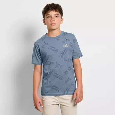 Puma Big Kid Boys Crew Neck Short Sleeve Graphic T-shirt In Blue
