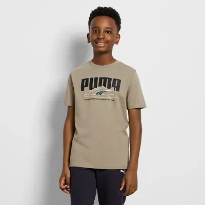 Puma Big Kid Boys Crew Neck Short Sleeve Graphic T-shirt In Brown