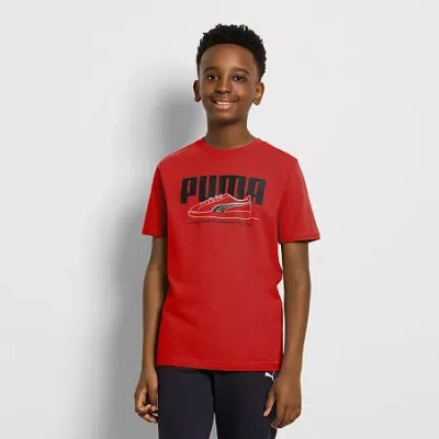 Puma Big Kid Boys Crew Neck Short Sleeve Graphic T-shirt In Red