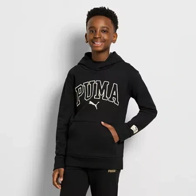 Puma Big Kid Boys Long Sleeve Fleece Active Hoodie In Black