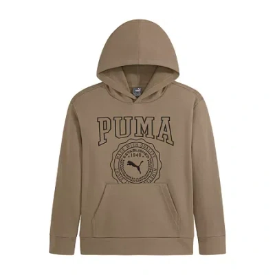 Puma Big Kid Boys Long Sleeve Fleece Active Hoodie In Brown