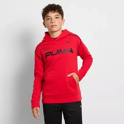 Puma Big Kid Boys Long Sleeve Fleece Active Hoodie In Red