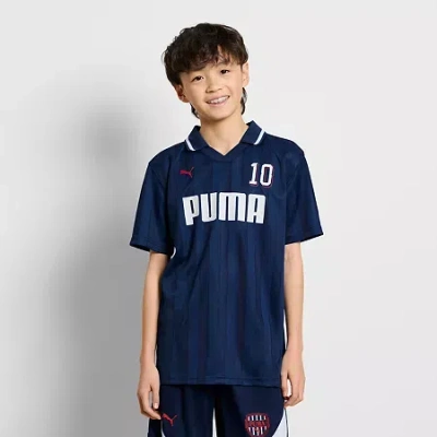 Puma Big Kid Boys Short Sleeve Regular Fit Polo Shirt In Blue