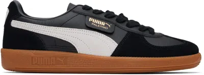 PUMA BLACK & GRAY PALERMO LEATHER SNEAKERS