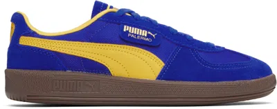 Puma Blue Palermo Vintage Update Sneakers In Vivid Blue-sunny Yel