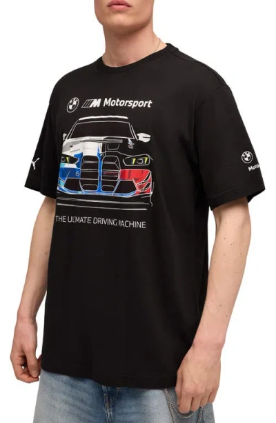 Puma Bmw Cotton Graphic T-shirt In Black