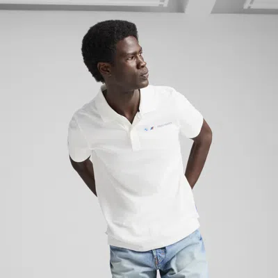 Puma Bmw M Motorsport Men's Jacquard Polo Shirt In White