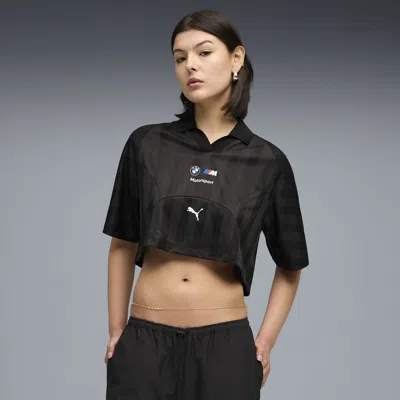 Puma Bmw M Motorsport Women's Cropped Polo Shirt In Black