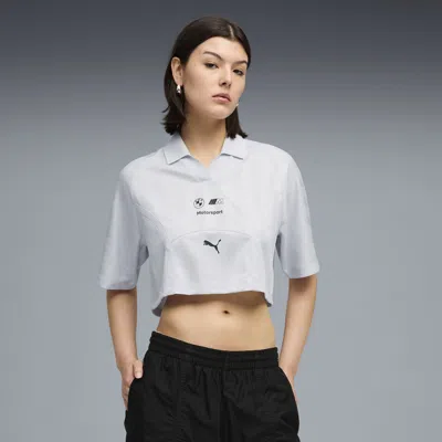 Puma Bmw M Motorsport Women's Cropped Polo Shirt In Gray