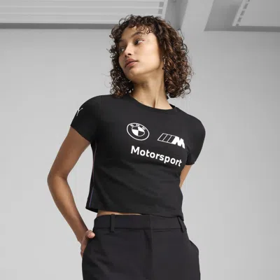 Puma Women's Ss25 Bmw M Motorsport Cropped T-shirt In Black
