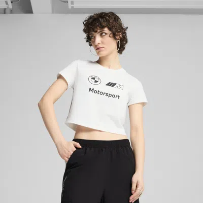 Puma Women's Ss25 Bmw M Motorsport Cropped T-shirt In White