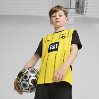 Puma Borussia Dortmund 24/25 Big Kids' Replica Home Soccer Jersey In Faster Yellow- Black